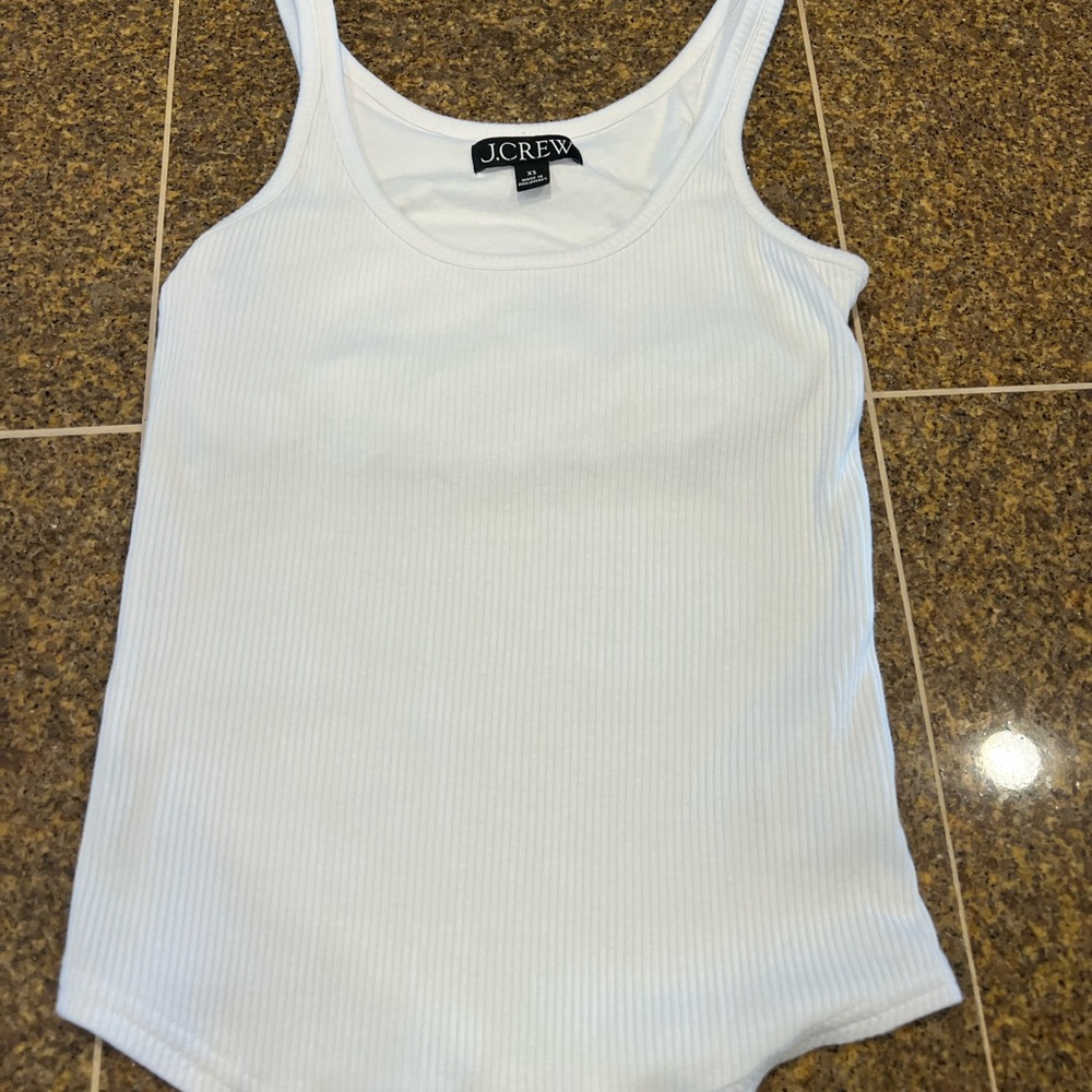 J. Crew White Ribbed Bodysuit
